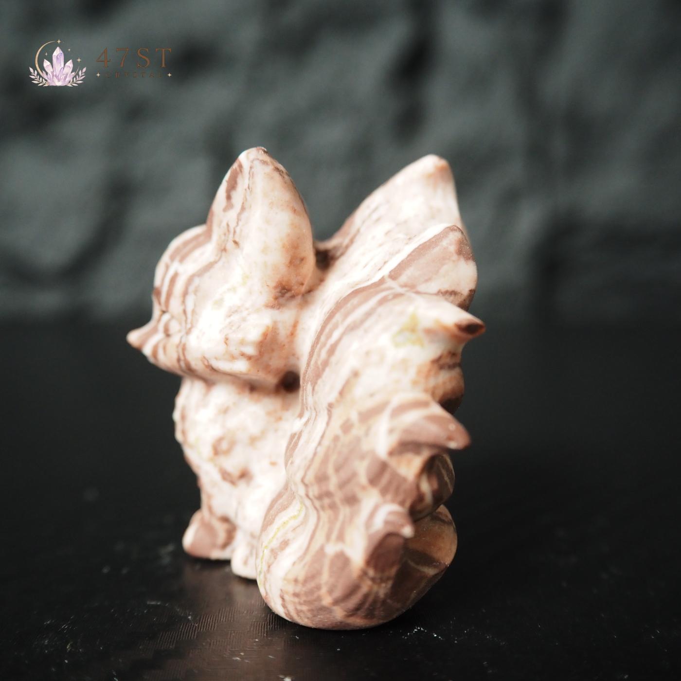 Red Zebra Jasper Nine Tail Fox Carving