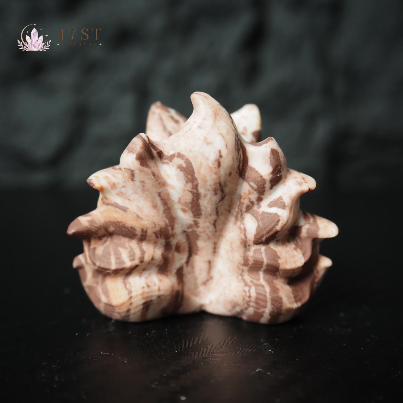Red Zebra Jasper Nine Tail Fox Carving