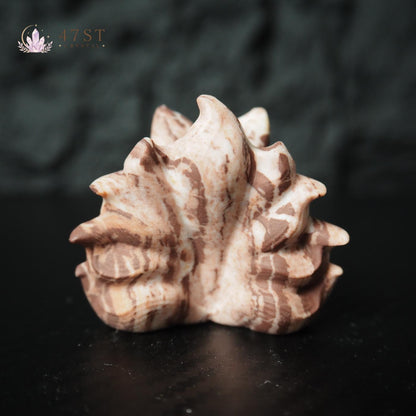 Red Zebra Jasper Nine Tail Fox Carving