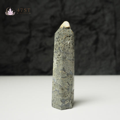 Pyrite in Fluorite Point