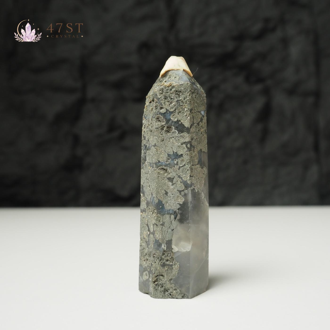 Pyrite in Fluorite Point
