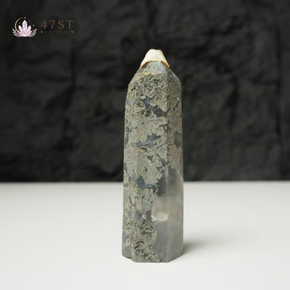 Pyrite in Fluorite Point