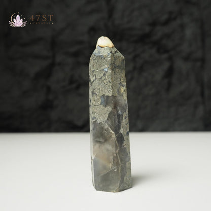 Pyrite in Fluorite Point