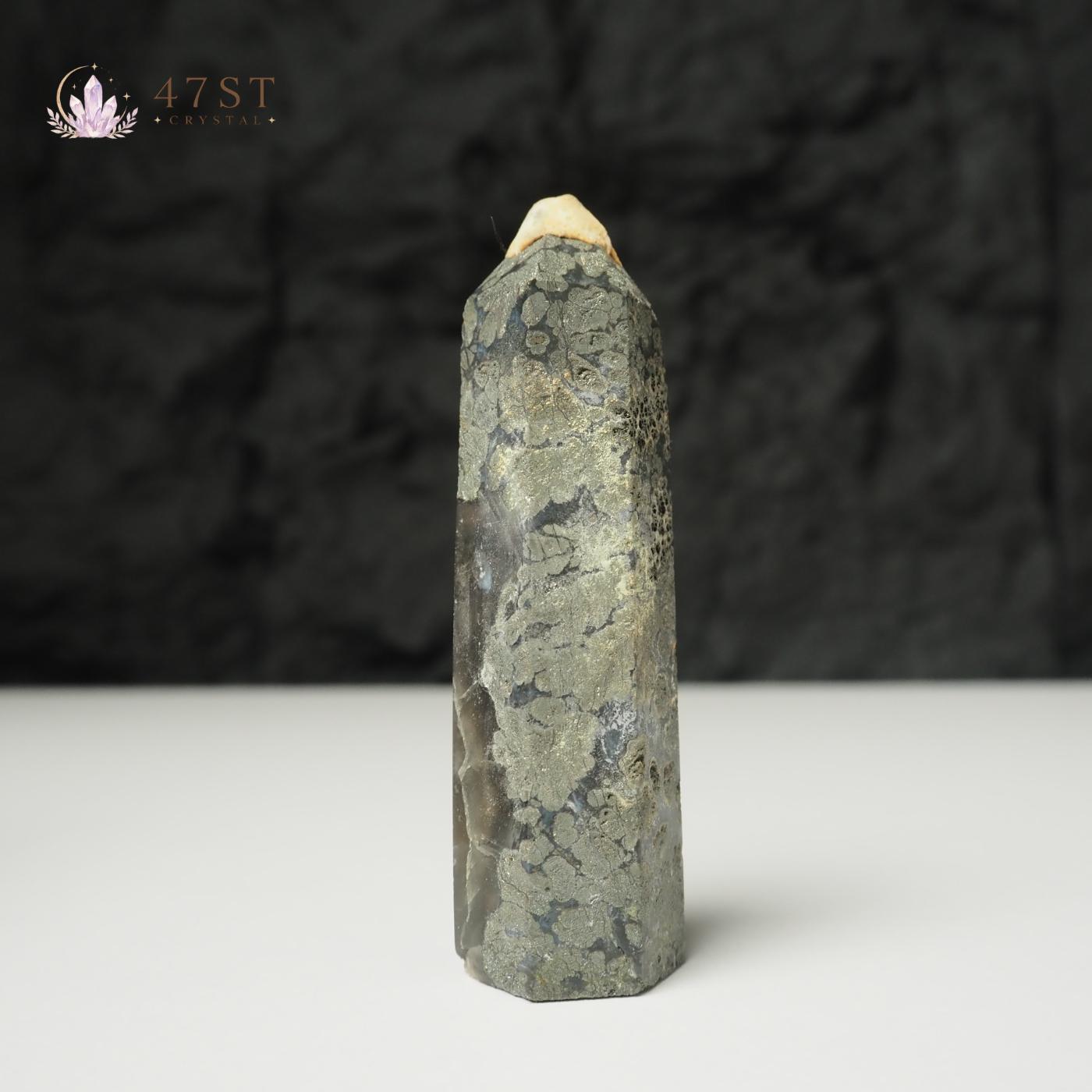 Pyrite in Fluorite Point