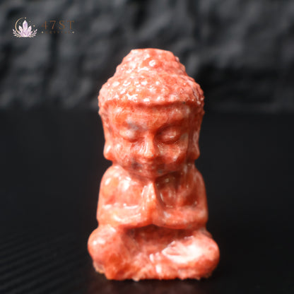 Red Calcite Buddha Carving