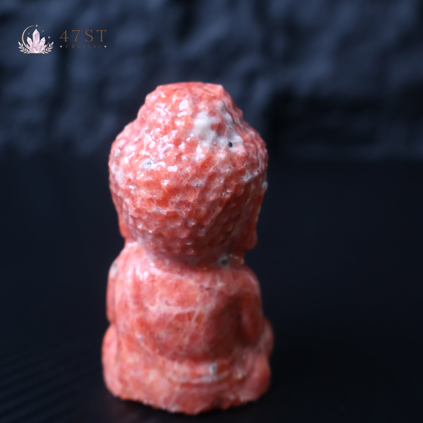 Red Calcite Buddha Carving