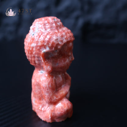 Red Calcite Buddha Carving