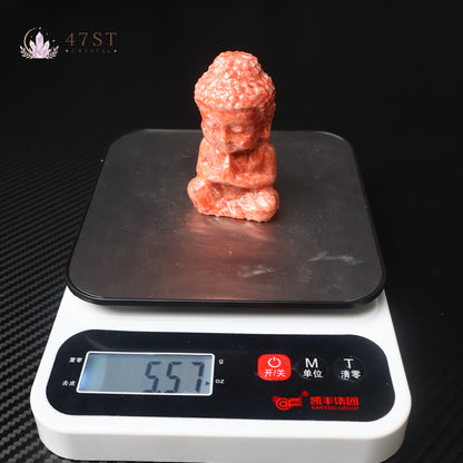 Red Calcite Buddha Carving