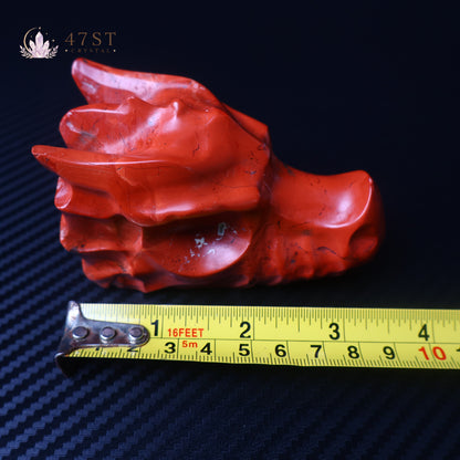 Red Jade Dragon Head Carving