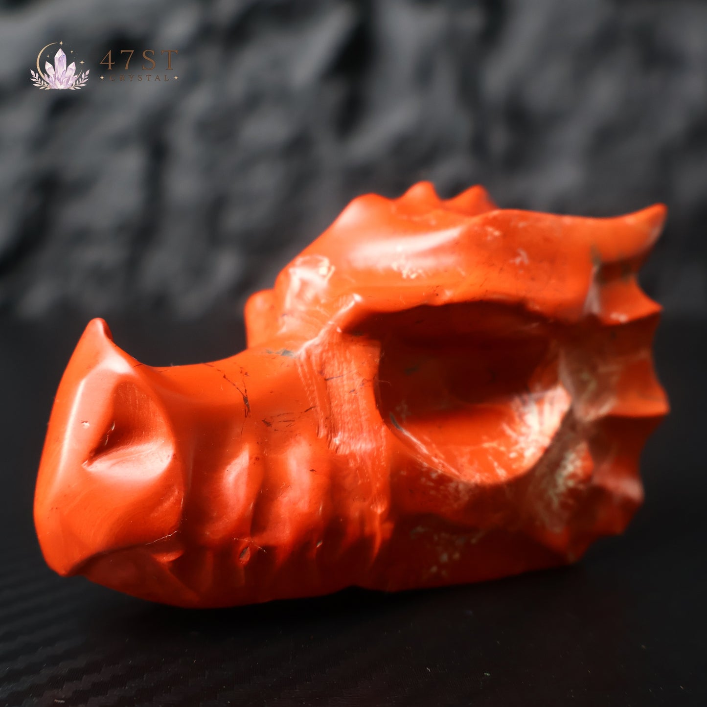Red Jade Dragon Head Carving
