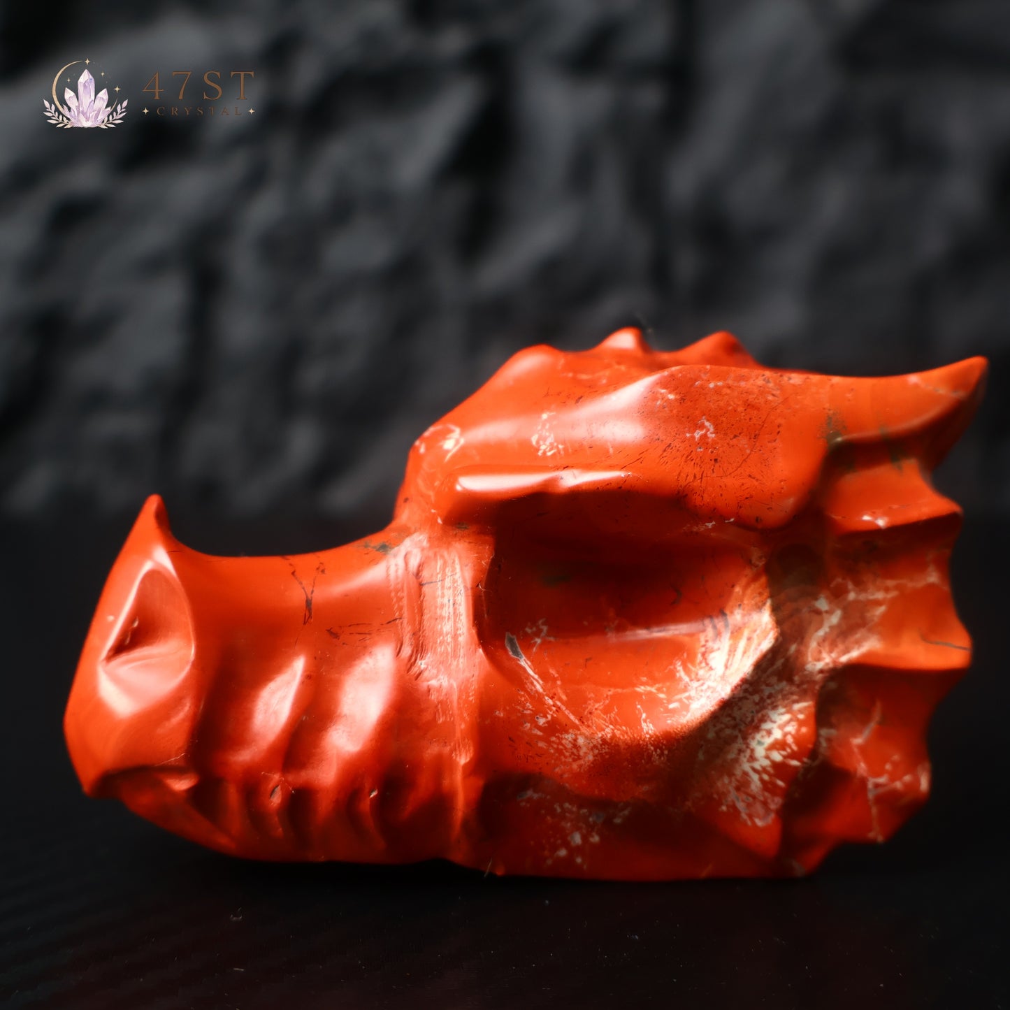 Red Jade Dragon Head Carving