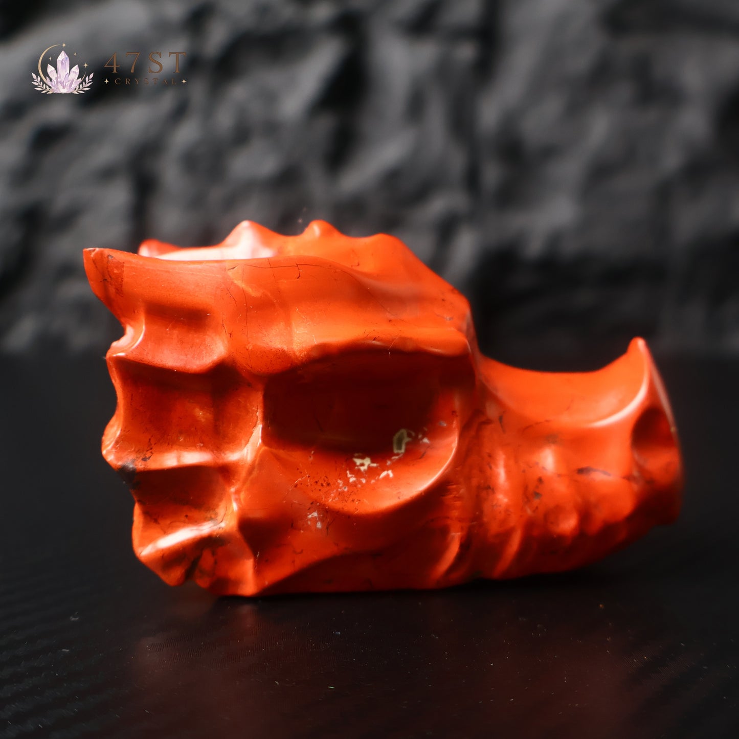 Red Jade Dragon Head Carving
