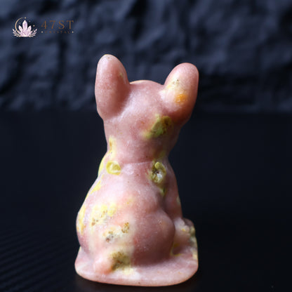 Red Jasper French Bulldog Carving