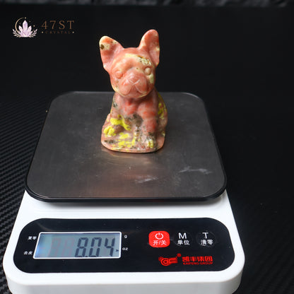 Red Jasper French Bulldog Carving