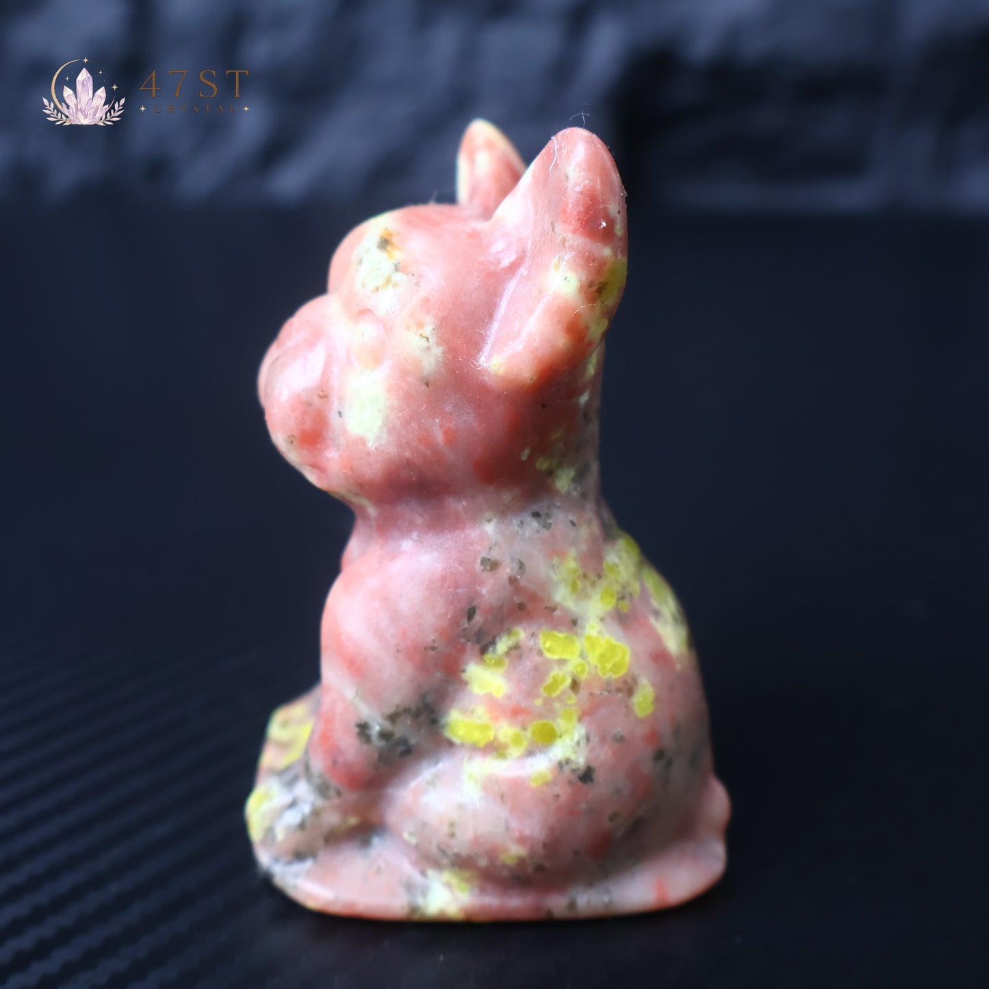 Red Jasper French Bulldog Carving