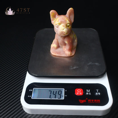 Red Jasper French Bulldog Carving
