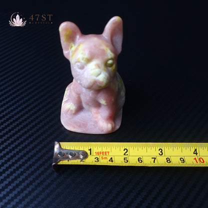 Red Jasper French Bulldog Carving