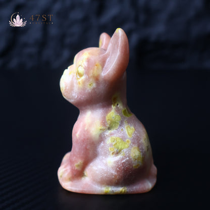 Red Jasper French Bulldog Carving