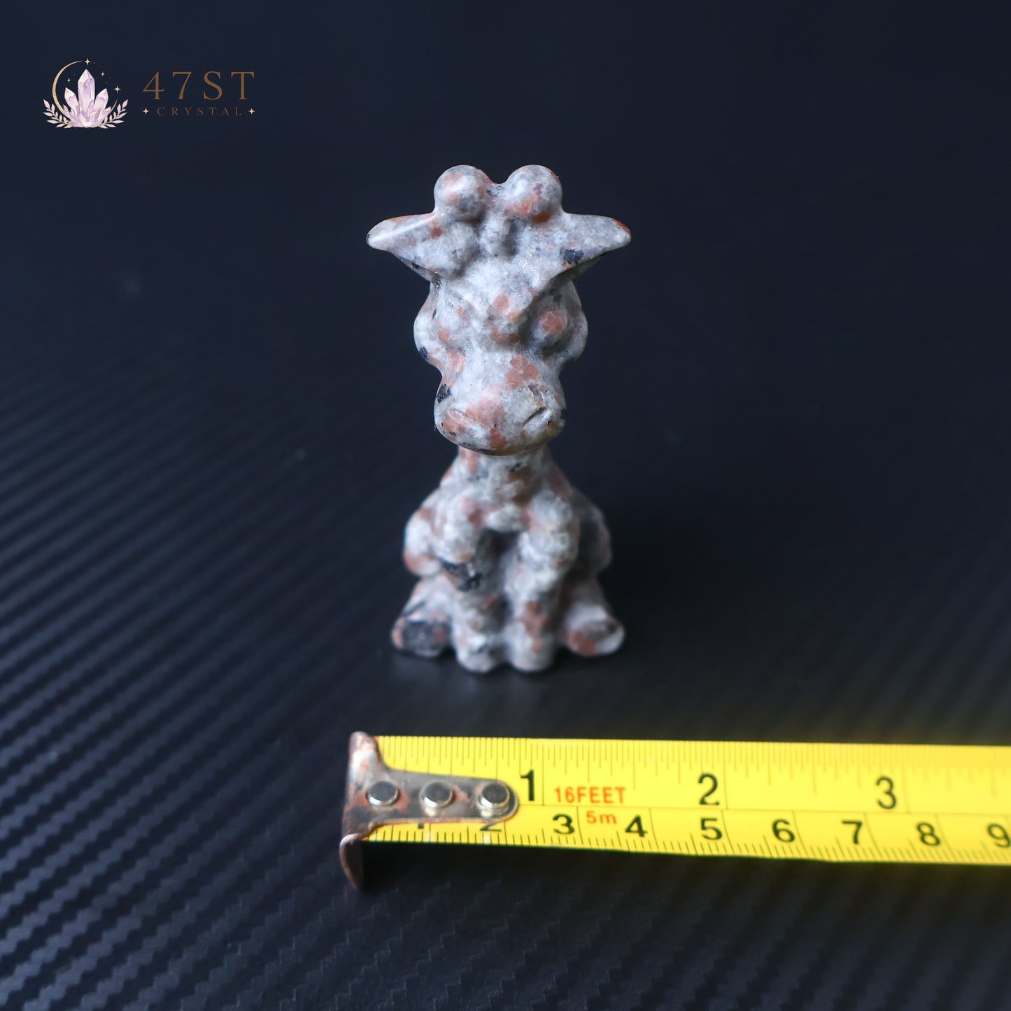 Red Snowflake Obsidian Giraffe Carving