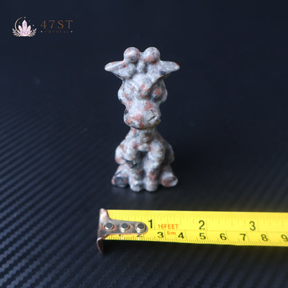 Red Snowflake Obsidian Giraffe Carving