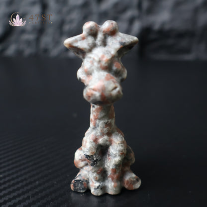 Red Snowflake Obsidian Giraffe Carving