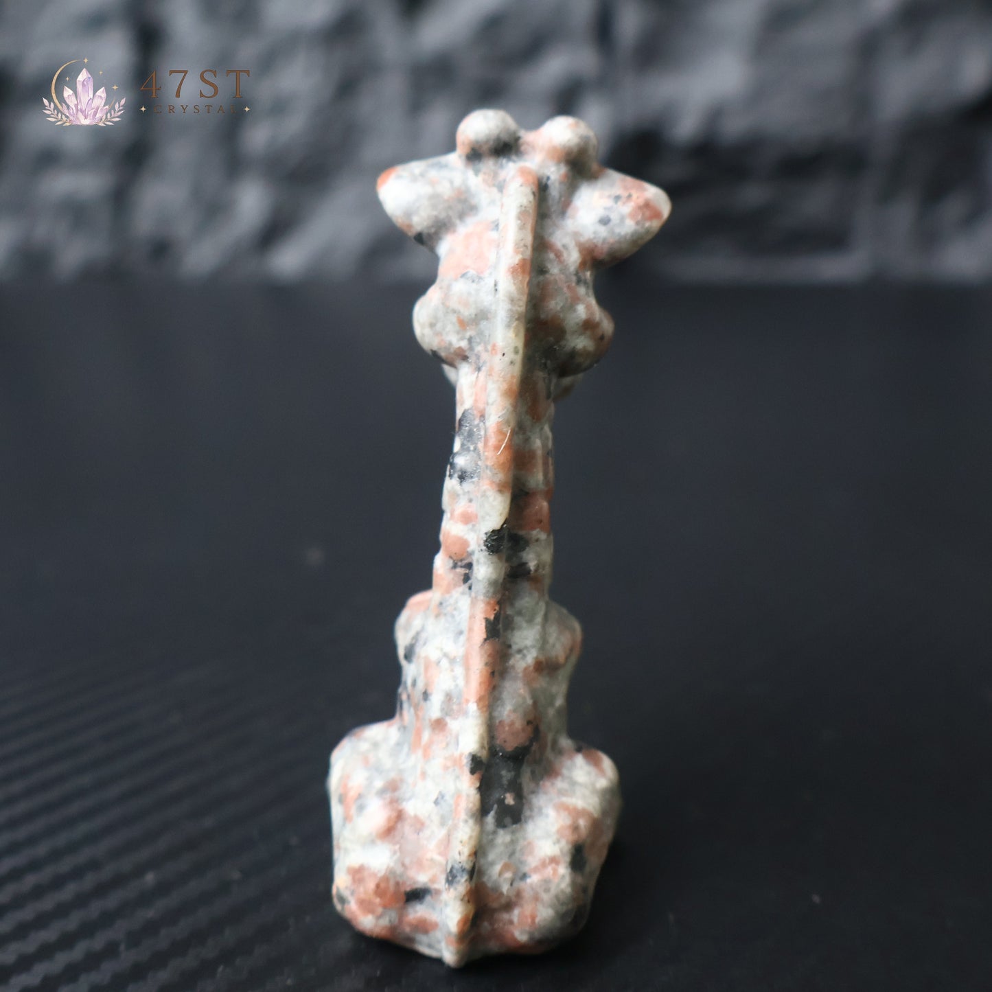 Red Snowflake Obsidian Giraffe Carving