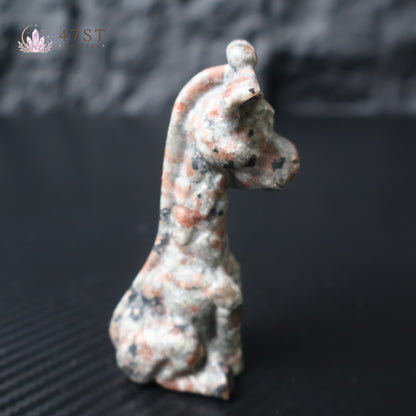 Red Snowflake Obsidian Giraffe Carving