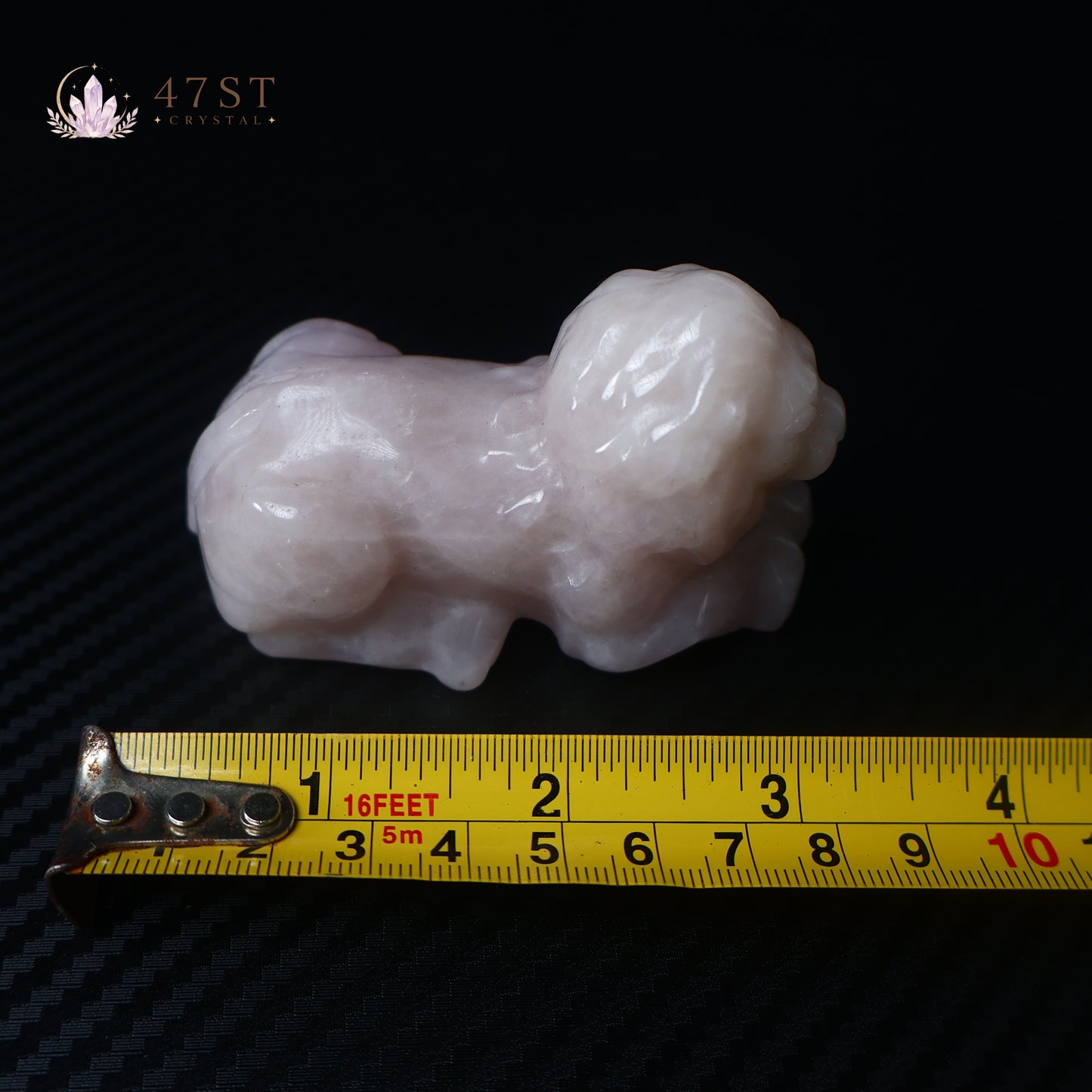 Rose Quartz Lion Carving