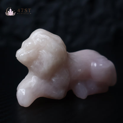 Rose Quartz Lion Carving