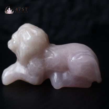 Rose Quartz Lion Carving