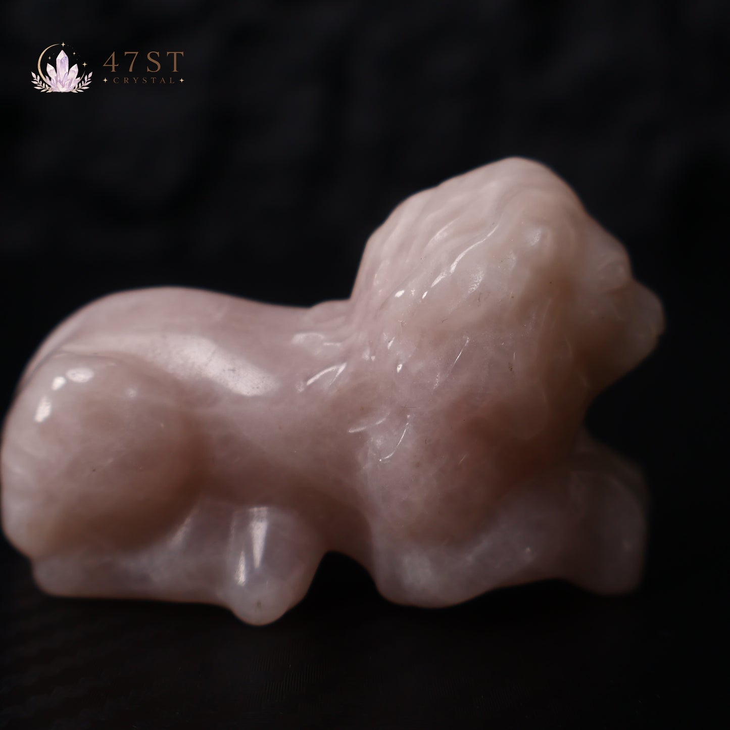 Rose Quartz Lion Carving