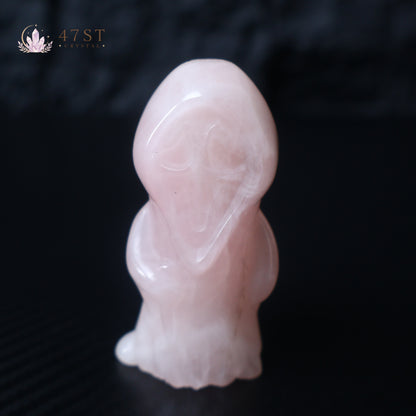 Rose Quartz Plague Doctor Carving