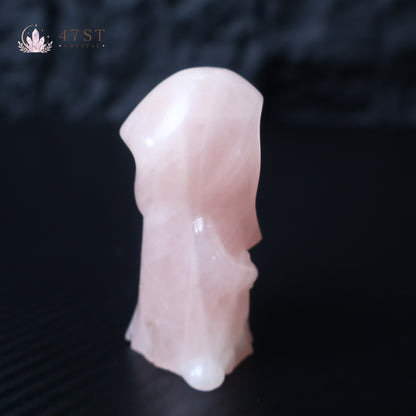 Rose Quartz Plague Doctor Carving