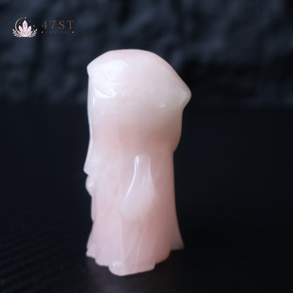 Rose Quartz Plague Doctor Carving