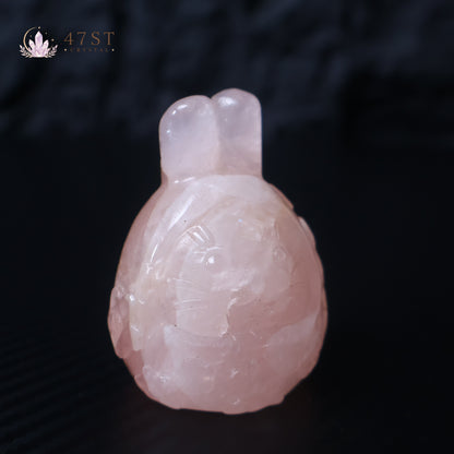 Rose Quartz Rabbit Carving