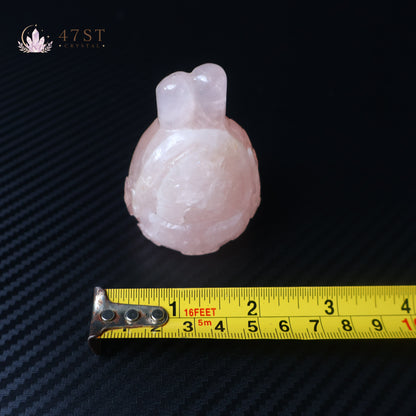Rose Quartz Rabbit Carving