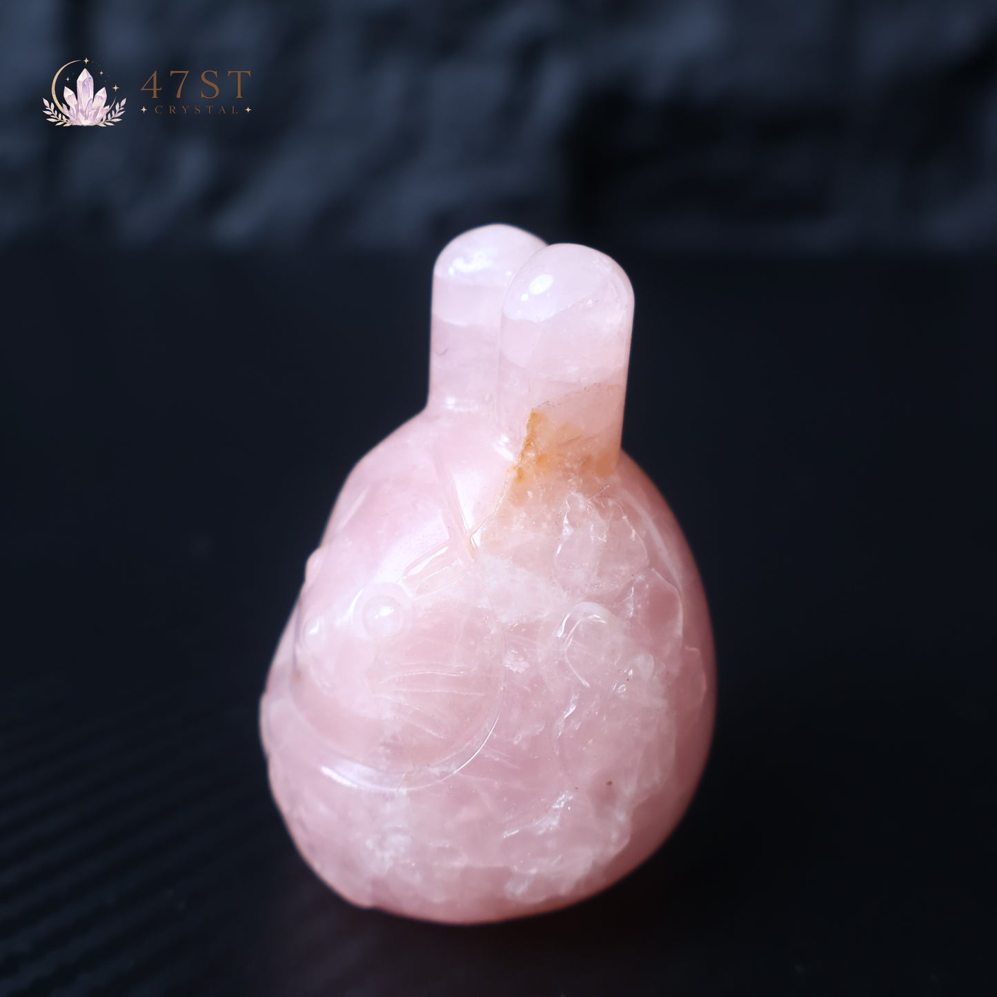 Rose Quartz Rabbit Carving