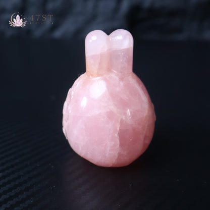 Rose Quartz Rabbit Carving