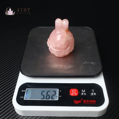 Rose Quartz Rabbit Carving