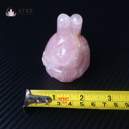 Rose Quartz Rabbit Carving