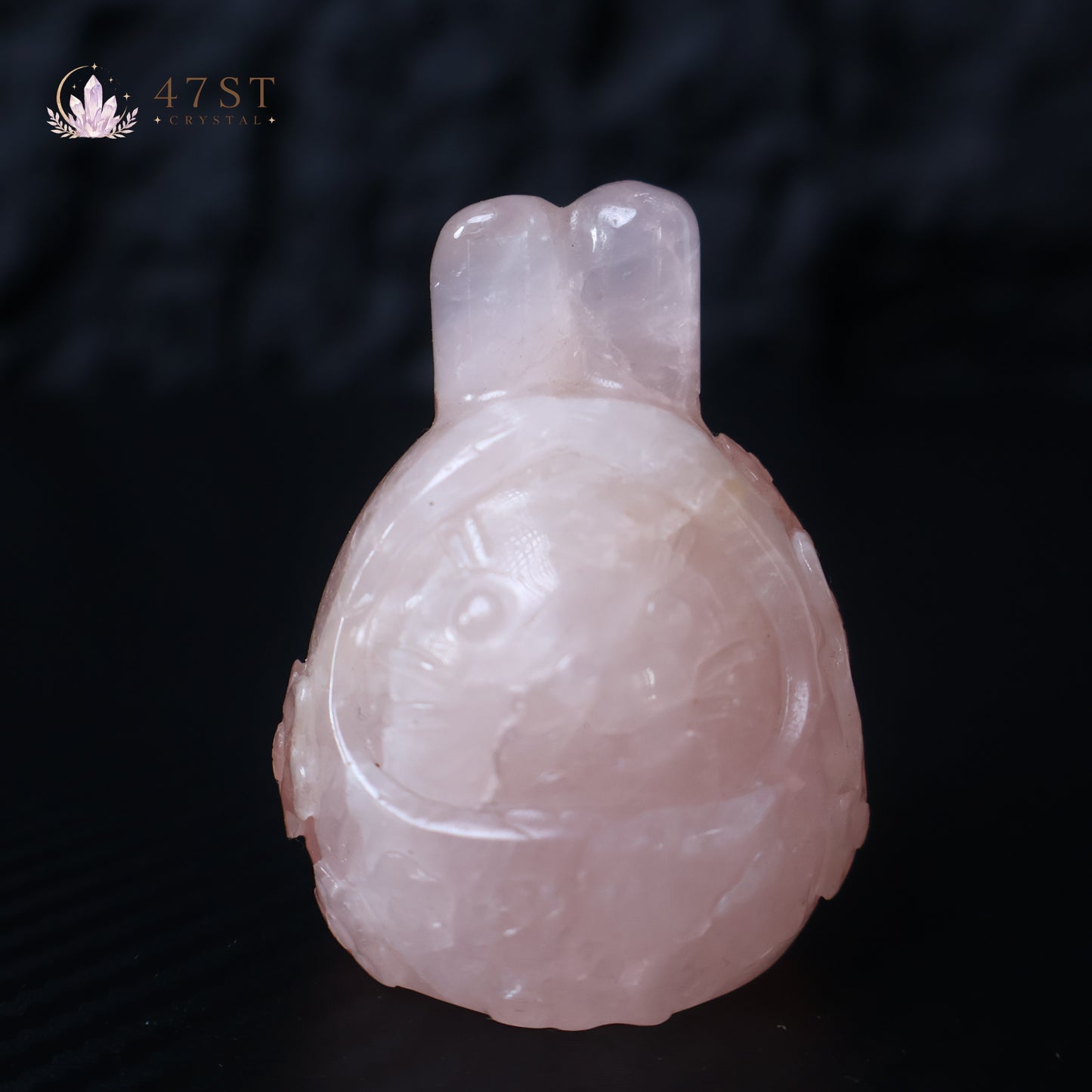 Rose Quartz Rabbit Carving