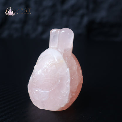 Rose Quartz Rabbit Carving