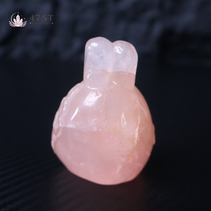 Rose Quartz Rabbit Carving