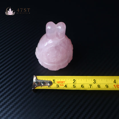Rose Quartz Rabbit Carving