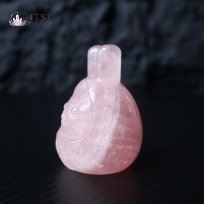 Rose Quartz Rabbit Carving