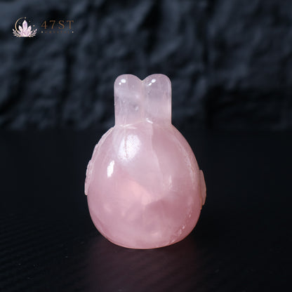 Rose Quartz Rabbit Carving