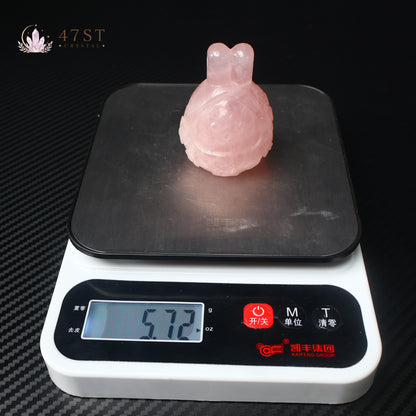 Rose Quartz Rabbit Carving