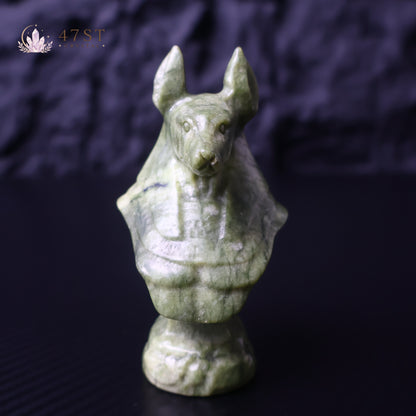 Serpentine Anubis Bust Carving