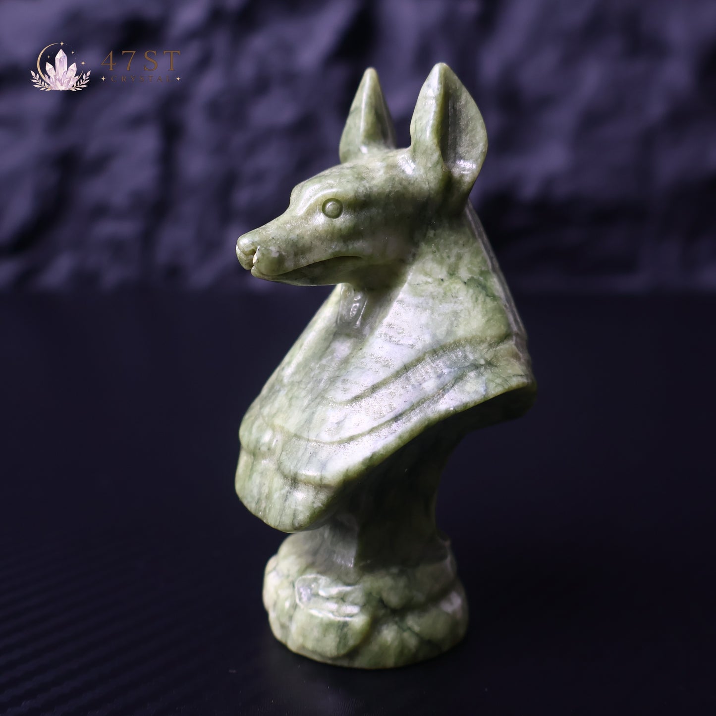 Serpentine Anubis Bust Carving