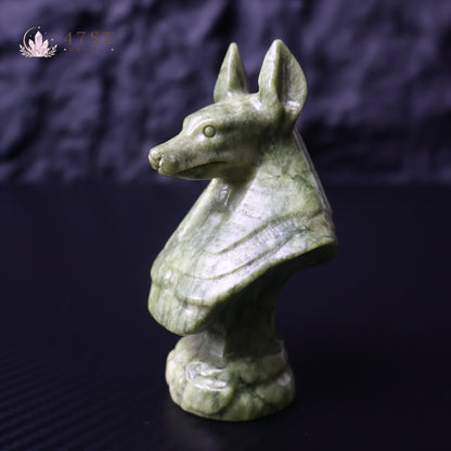 Serpentine Anubis Bust Carving
